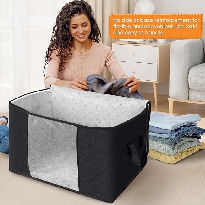 Fab totes 90L Clothes Storage, Foldable Thick Fabric Blanket Storage Bags