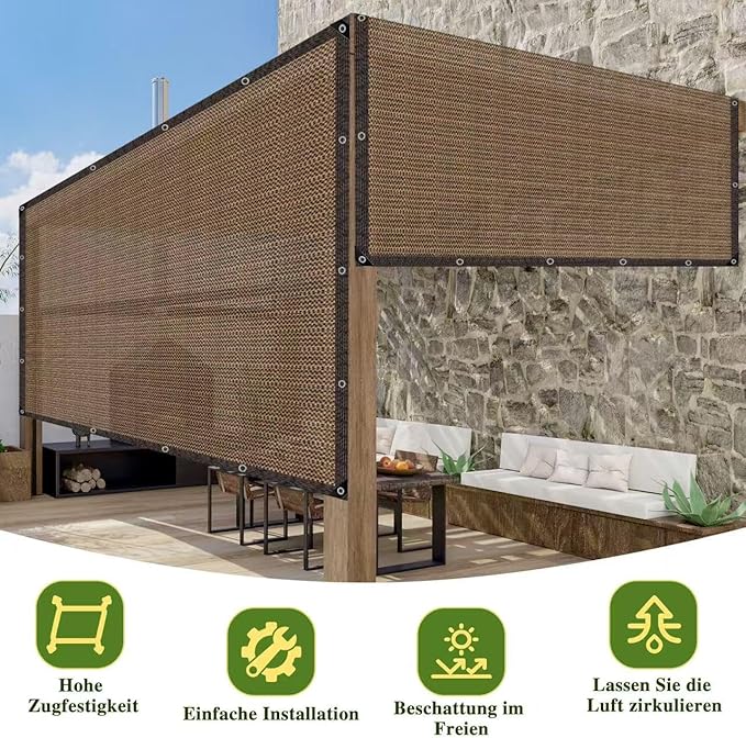 Shade Cloth,80% Sunblock Net with Metal Grommets and Reinforced Edges,Garden Sun Shade Netting,Used in Courtyards,Balconies,Carports,Greenhouse, Plants Growing,Chicken Coop Patios etc.10x20FT