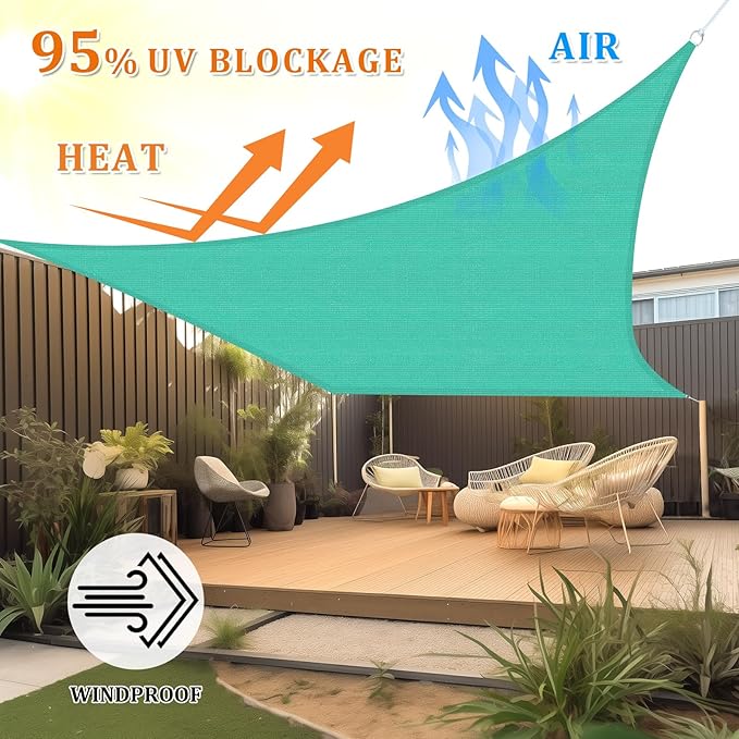 Shade&Beyond Custom 24'x24' Sun Shade Sail Canopy Square UV Block Breathable Curved Sunshade for Backyard Yard Deck Outdoor Facility and Activities, Turquoise (We Make Custom Size)