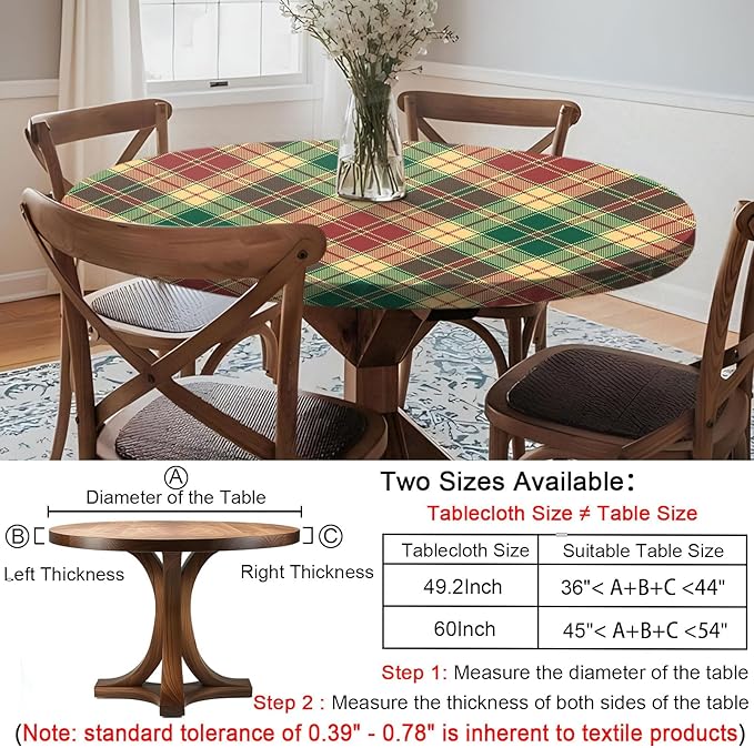 Fitted Round Tablecloth Waterproof Table Cloth Vinyl Indoor Outdoor Aesthetic Circle Cover for 36-44" Tables Dining Kitchen Studio Apartment Party Gear Gifts Summer Fall Patio Essentials