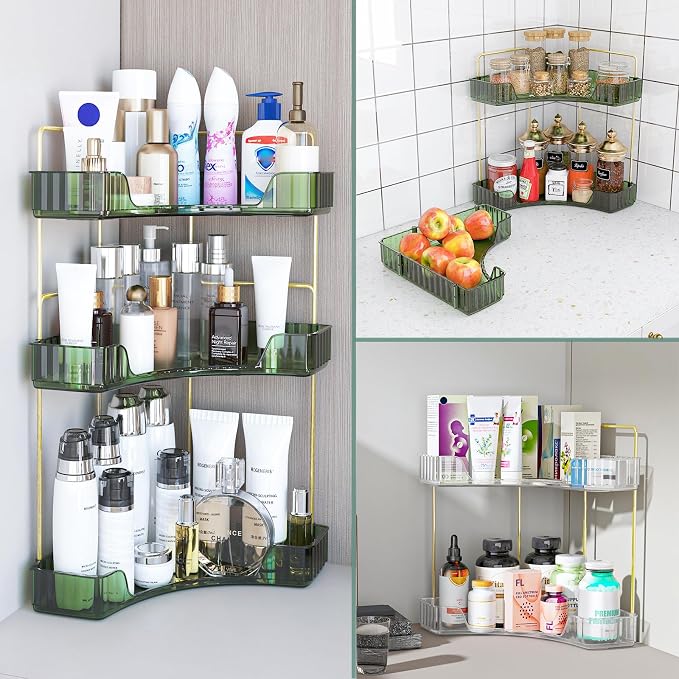 Webetop Corner Bathroom Organizer 3 Tier Makeup Countertop Shelf for Vanity