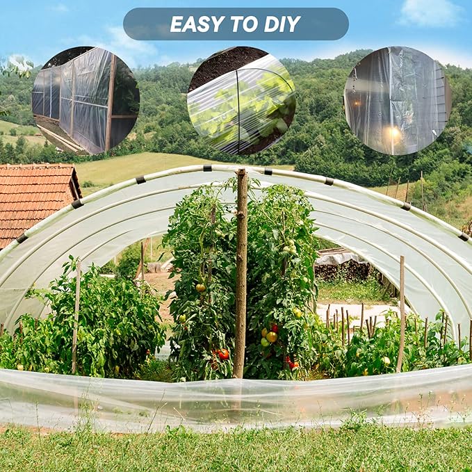 24x100 Ft Greenhouse Film Plastic Sheeting, Greenhouse Polyethylene Plastic Film 6 mil Thickness Replacement Cover, UV Resistant, Plant Covers Freeze Protection for Windproof Frost& Dust Proof