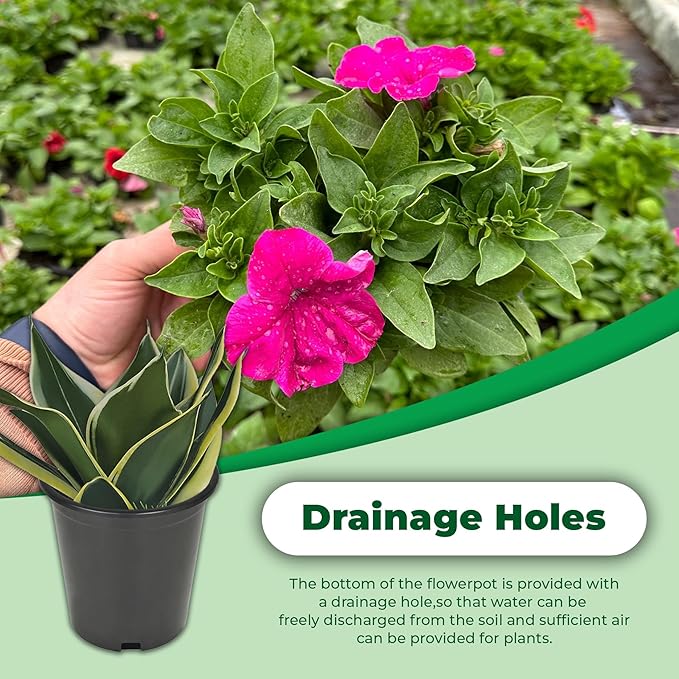 10 Pack 3 Gallon Short Black Nursery Pot Planter Grower Flower Pot Garden Seedling Planters Containers, Plastic Injection Molded Pots with Drainage Holes