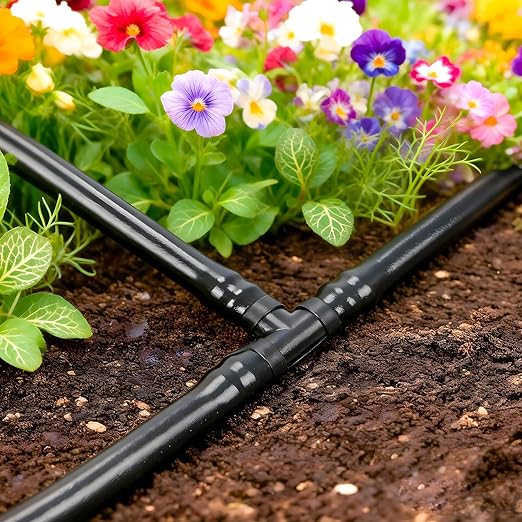110 Pack Drip Irrigation 1/4" Barbed Tee Fittings, Drip Line Barbed T Connectors for 1/4 Inch Irrigation Tubing Micro Irrigation Connection Parts for Garden Sprinkler Systems