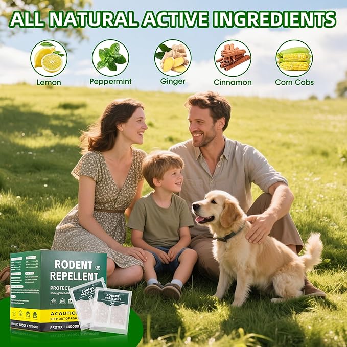 2026 New Mouse Repellent Pouches, Peppermint Oil for Rodent, Mice, Mouse, Rats, Spider, Roach, Insect Control Indoor Outdoor, Pest Deterrent Replace Trap Family & Pet Safe,10Pack
