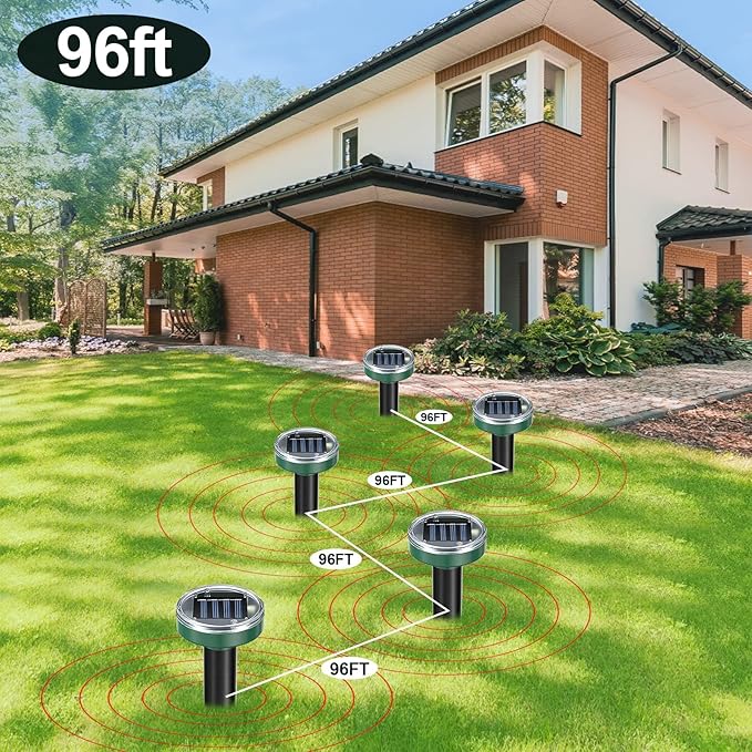 Mole Repellent Solar Powered 10 Pack Snake Repellent Ultrasonic, Groundhog Repeller,Gopher Repeller Sonic Mole Deterrent Spikes, Snake Gopher Mole Vole Repellent Outdoor for Lawn Garden & Yard