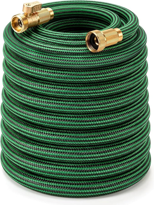 Garden Hose 75 ft x 3/4" NON-EXPANDABLE Water Hose, Flexible & Lightweight Kink Resistant Hybrid Hose, Leak-Proof Heavy Duty, Super Durable Fabric with 3/4" Solid Brass Connectorsaaa