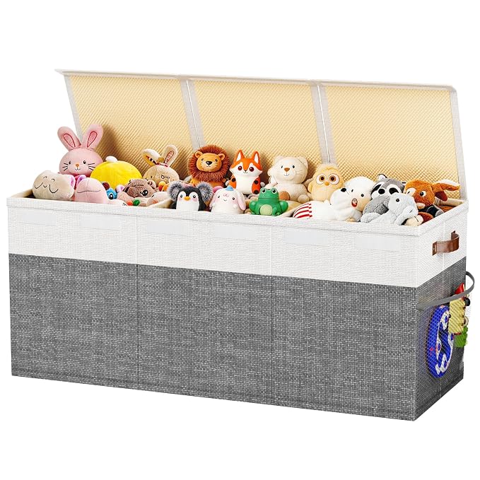 Dayacoco Extra Large Toy Box, Collapsible Toy Storage, Kids Organizer, Gray | Collapsible & Sturdy. For Kids, Boys & Girls. Organizes Toys, Books & Blankets. For Playroom, Nursery & Bedroom.