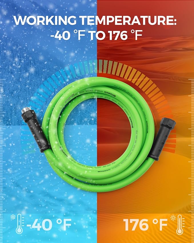 Garden Hose 15 FT x 5/8″, Short Garden Water Hose with Swivel Handle, 200 PSI Working, 450 PSI Burst, Lightweight Flexible Water Hose for Lawn, Yard, Car, All-Weather Outdoor Use, G15GH06