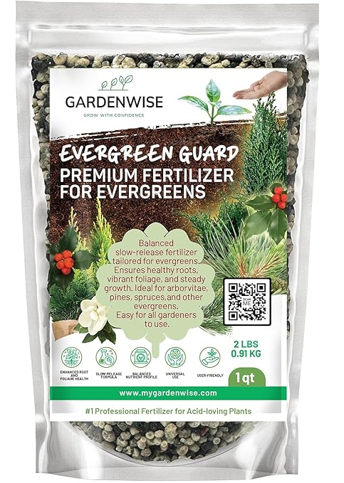 GARDENWISE Evergreen Fertilizer – All-Purpose Granular Plant Food for Outdoor Trees and Shrubs, Azaleas, Magnolias, Pines & Arborvitae – Slow-Release Formula (1/2 Quart)
