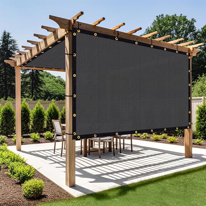 Shade&Beyond Customized Size 11' X 18' Shade Cloth with Grommets, 90% UV Protection UV Protection Mesh Tarp Sun Screens for Patio GN01, Dark Gray