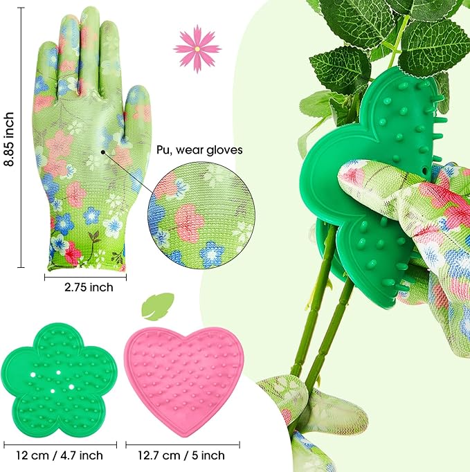 14 Pcs Valentine Rose Stripper Thorn Remover Tool Garden Pruning Shears Scissors Kit Leaf Stripping Tool Floral Gloves and Floral Tape Flower Stripper Kit Gift for Wedding Outdoor Gardening(Green)