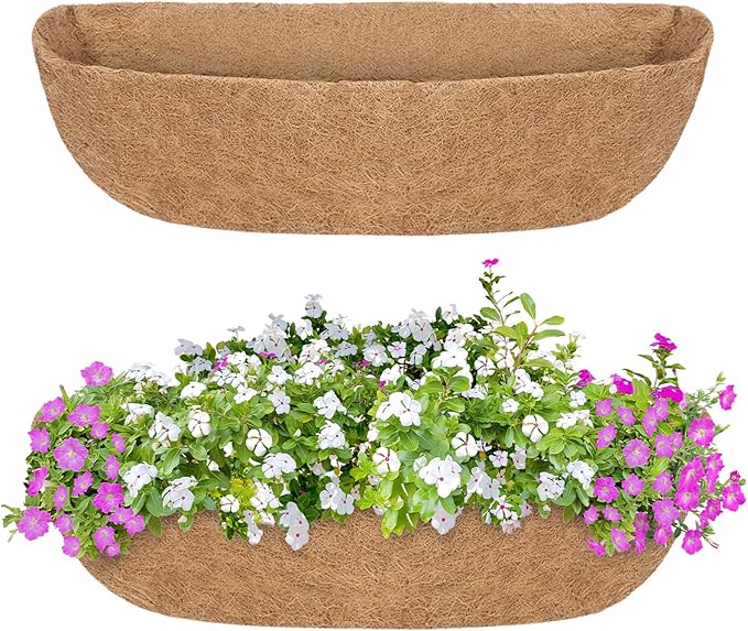 GreatBuddy 2 Pcs Coco Liners for Planters 24 Inch, Sturdy Window Box Liners, Perfect Planter Liners Replacement for The Old, 100% Natural, Easy to Straighten Out
