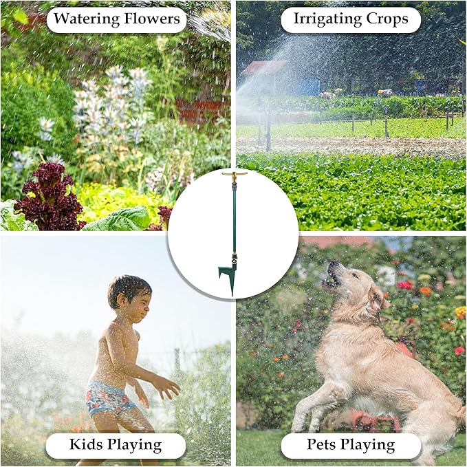 2 Pack 3-Arm Garden Sprinkler, 360 Degree Rotation Garden Water Sprinklers, High-Rise Lawn Sprinkler, Lawn Watering Irrigation System
