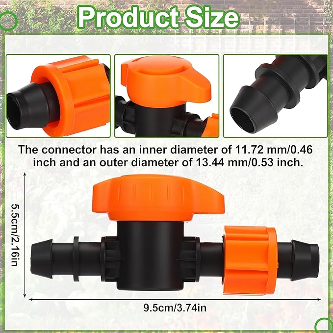 Tujoe 50 Pcs Pipe Bypass Locknut Valve 5/8 Inch Universal On/Off Valve Barb Drip Tubing Fittings Barbed Compatible with Most 16-17 mm Garden Hose Tubing Sprinkler Systems