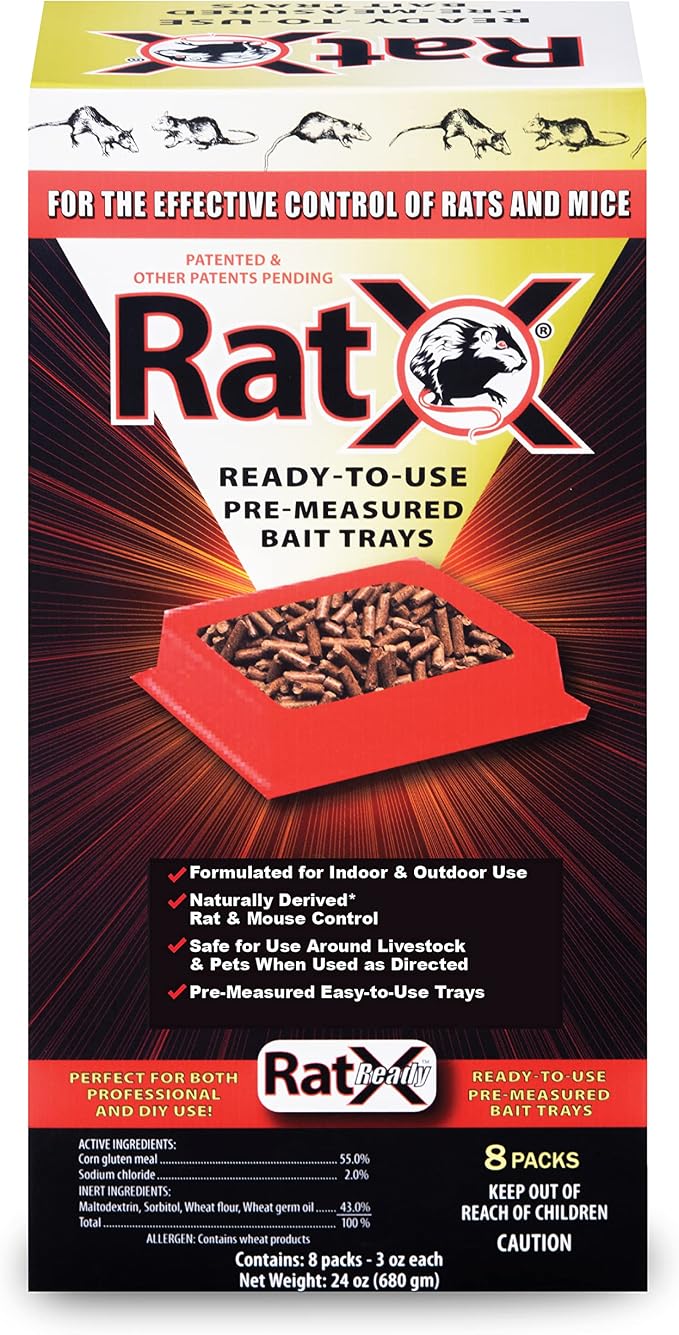 EcoClear Products 620106, RatX Ready-to-Use Pre-Measured 3 oz. Bait Trays, 8-Pack