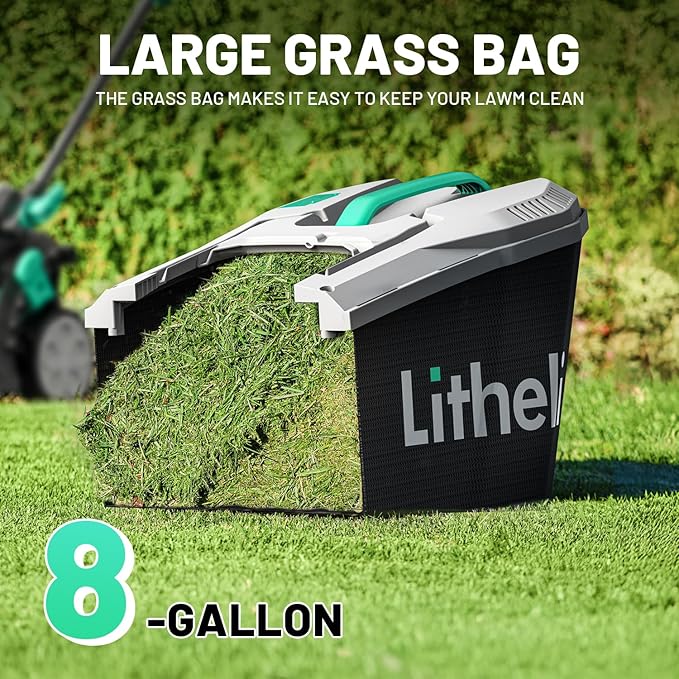 Litheli 13 Inch Cordless Lawn Mower, 5 Heights, 20V Electric Lawn Mowers for Garden and Yard, with Brushless Motor, 4.0Ah Battery & Charger Included
