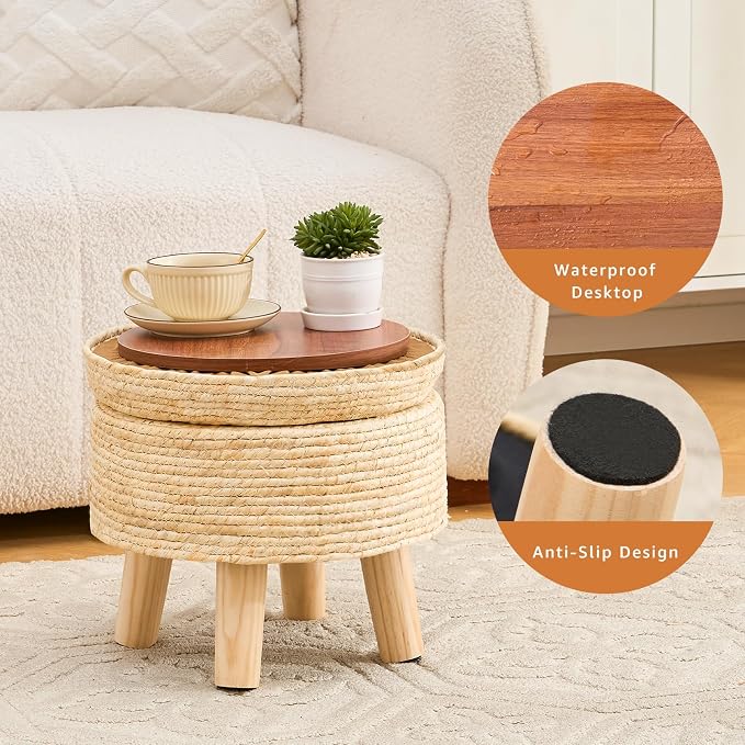 Cpintltr Storage Ottoman Poufs Handwoven Foot Stool