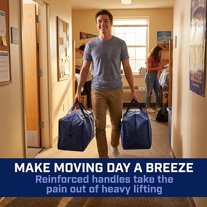 PACKING BAGS 8-Pack XL Moving Bags with Strong Handles & Zippers, Blue