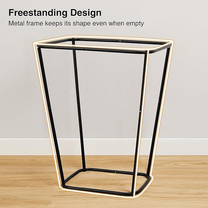 STO STO 75L Laundry Hamper, Space Saving Freestanding Clothes Basket with Iron Frame, Dirty Clothes Storage Bin with Removable Washable Liner for Bedroom, Bathroom, Dorm, Closet, Apartment, Gray