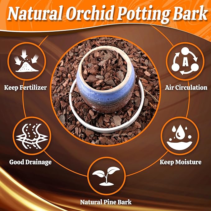 AVALUTION Orchid Potting Bark-18QT Organic Orchid Bark for Plants, All Natural Pine Bark Wood Chips Orchid Bark Potting Mix for Houseplant Mulch, Help Orchid Plants Root Health Development