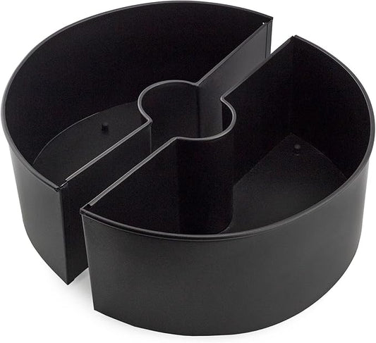 AuldHome Design Umbrella Planter for Patio Table w/Umbrella Hole (Black), Enamelware Half-Circle Planter Pots