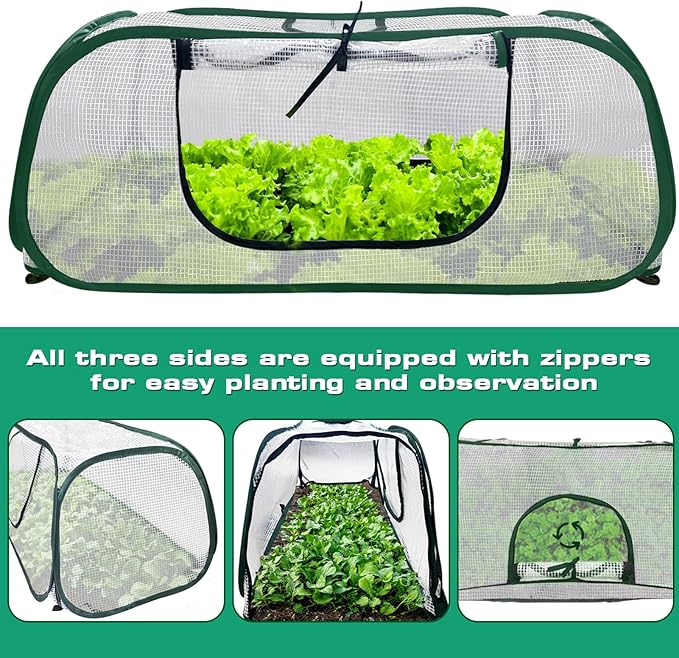 2 Pack Garden Rows Accelerator Plants Cover-Garden Greenhouse with Roll-up Zipper Door,Thicker PE Cover for Indoor Outdoor Vegetable Fruits Rows - 45" L x 22" W x 16" H