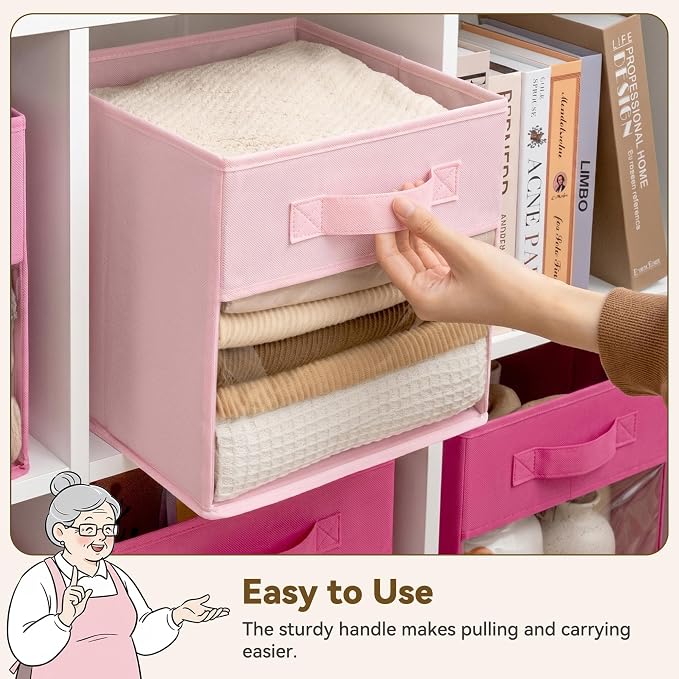 GRANNY SAYS 11x11 Storage Cubes with Clear Window, Pink Gradient, 6-Pack