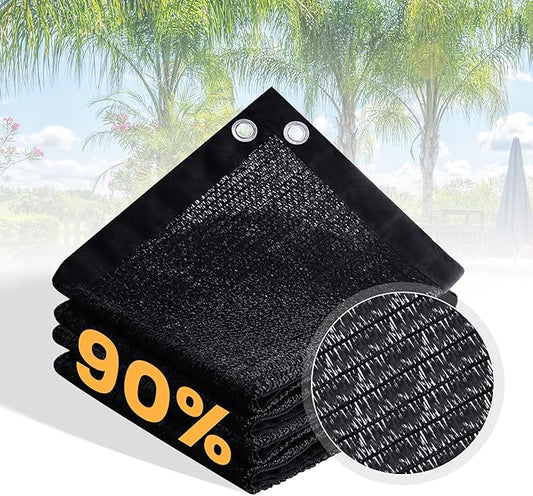 VICLLAX 90% Customized Black Garden Shade Fabric Sun Shade Greenhouse Netting Outdoor Mesh Shade Cloth with Grommets for for Greenhouse, Lawn, and Outdoor Use, 13x18 FT