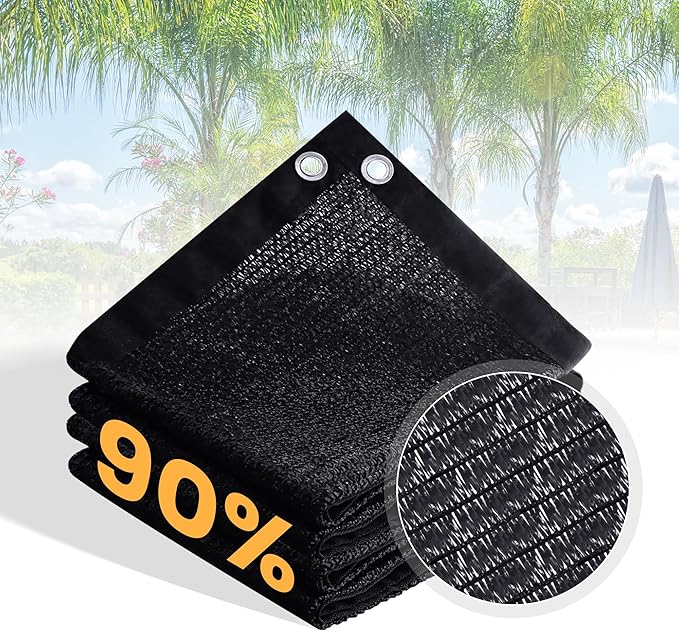 VICLLAX 90% Customized Black Garden Shade Fabric Sun Shade Greenhouse Netting Outdoor Mesh Shade Cloth with Grommets for for Greenhouse, Lawn, and Outdoor Use, 9x22 FT