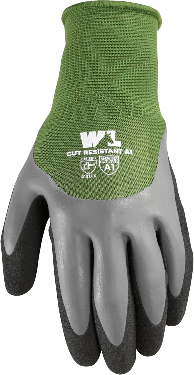 Wells Lamont Men's Waterproof Work Gloves with Latex Double Coating, Green/Black, Large (609L-300)