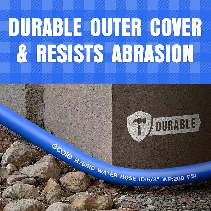 Heavy Duty Garden Hose 100 ft, Non-Expanding Flexible Water Hose, Kink Resistant Lightweight Hybrid Hose, Leakproof Hose Male to Female Fittings