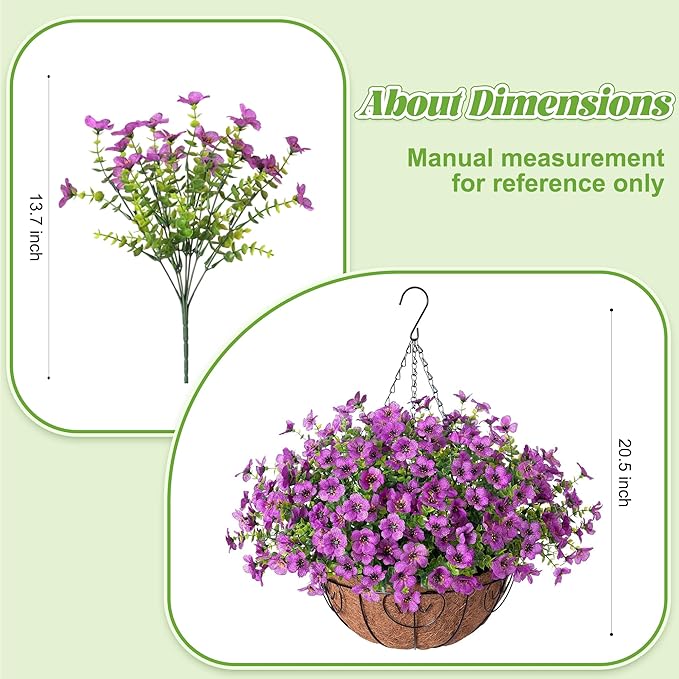 Ammyoo Artificial Faux Hanging Plants Flowers Basket for Spring Outdoor Decoration, Fake Silk Daisy UV Resistant Look Real with Eucalyptus Leaves Summer Outside Decor for Home Patio Garden