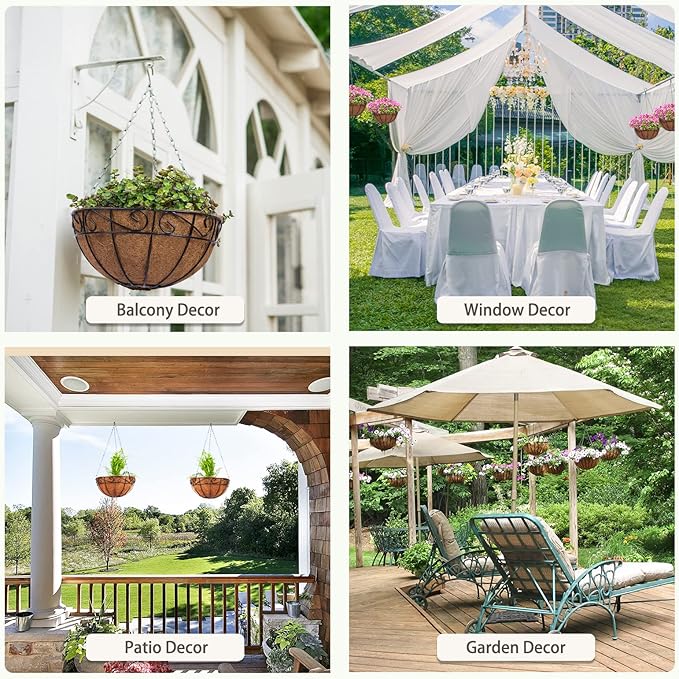 GreatBuddy 4 Pcs Coconut Hanging Basket Liners 16 Inch, Sturdy Round Coco Liners for Planters, Perfect Replacement for The Old, 100% Natural, Easy to Straighten Out