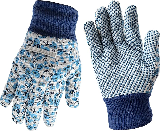 Yopay 6 Pairs Gardening Gloves for Women, Soft Jersey Garden Glove, Rubbuer Dots Cotton Working Gloves for Men, Planting, Seeding, Fishing, Restoration Work, 3 Colors