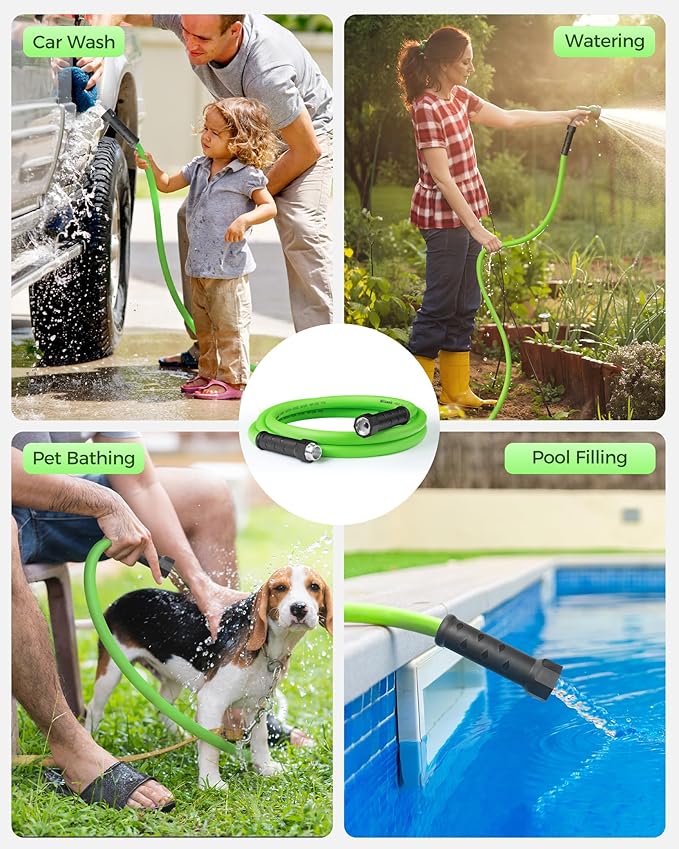 10 FT x 5/8″ Garden Hose, Short Lightweight Flexible Garden Water Hose with Swivel Handle, 200 PSI Working, 450 PSI Burst, All-Weather Outdoor Use, Heavy Duty Water Hose for Watering, G10GH06