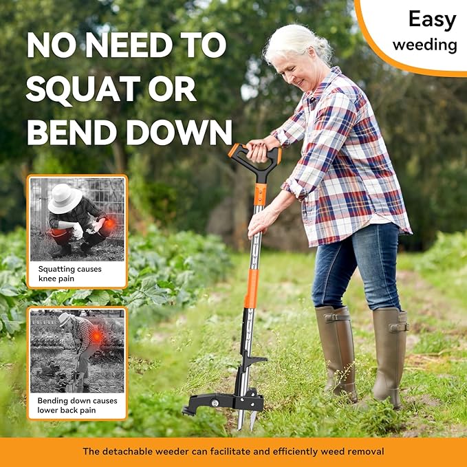 Fulljion Weed Puller Tool,Detachable Stand Up Weed Puller with Long Handle,3-Claw Steel Head Weeder Tool,No Bending/Kneeling for Lawn, Yard & Garden Tool,Easily Remove Weeds
