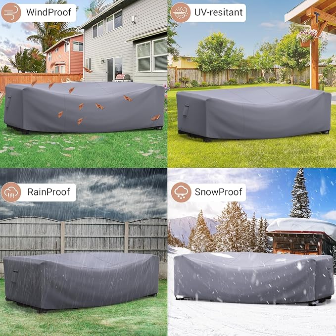Mrrihand Heavy Duty Patio Furniture Covers, Outdoor Furniture Covers Waterproof Sectional Sofa Set, Patio Table and Chair Set Cover 78" L×62" W×30" H,Grey