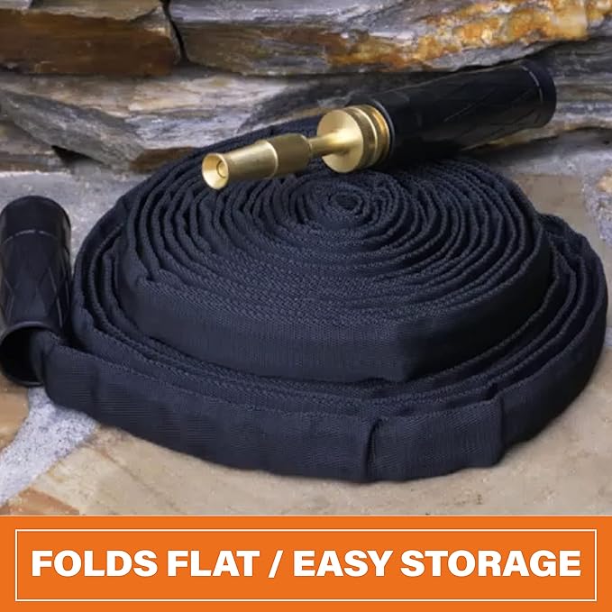 Bionic Flex PRO 25’ Garden Hose, Heavy Duty & Lightweight Weatherproof Garden Water Hose with Brass Fittings & Adjustable Brass Spraying & Shooting Nozzle, 500 PSI Tear Resistant, Kink Free Hose