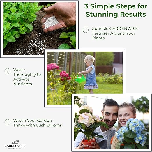 GARDENWISE Slow Release Hydrangea Fertilizer with Iron & Sulfur – Indoor & Outdoor Soil Acidifier for Miracle Growth (1 qt)
