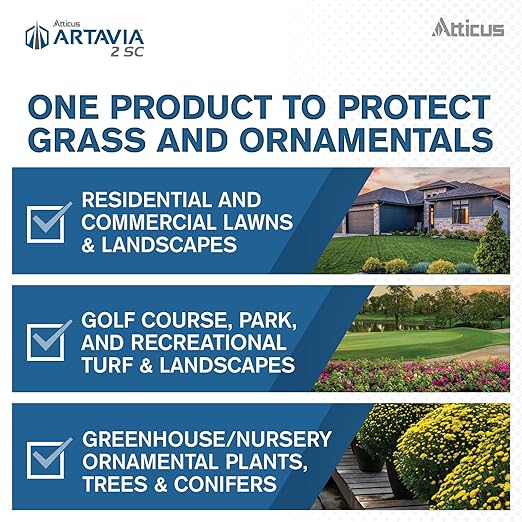 Atticus Artavia 2 SC Azoxystrobin Fungicide (1 GAL) - Fungus Control for Lawns and Landscapes - Anthracnose, Brown Patch, Leaf Spot, Rhizoctonia