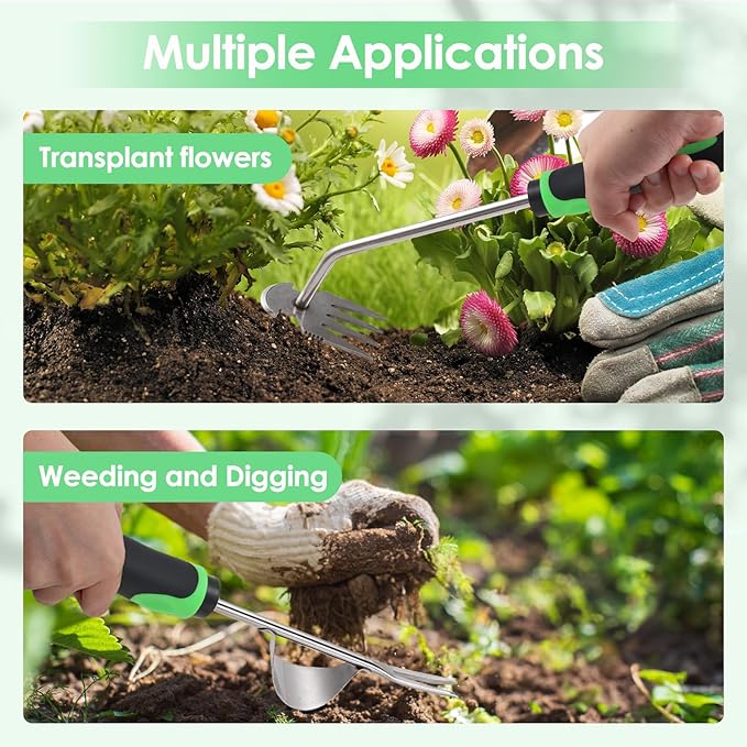 2026 New 3Pcs Hand Weeder Tool, Rubber Handle Weed Remover Tool, 4 Teeth Weeding Tool, L-Shaped Weeding Tool, Manual Weeder, Planting and Weeding for Garden, Patio
