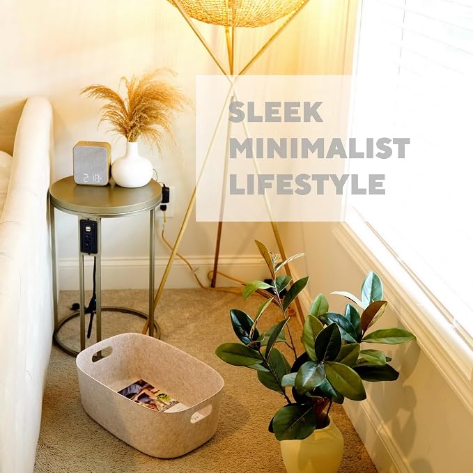 Welaxy Nordic Felt Storage Bin with Handles Beige Oatmeal Shelf Basket | Sustainable material soft yet sturdy,multi-purpose storage, sleek minimalist lifestyle