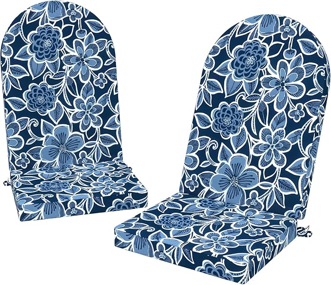 Outdoor Foam Adirondack Cushion, Water Repellent Foam Cushion for Adirondack Chairs Patio Furniture, 44 x 19 Inch, Flower Navy
