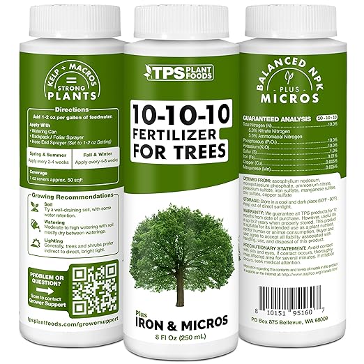 Liquid 10-10-10 Fertilizer for Trees and Shrubs – Balanced NPK Plus Iron and Micros for Stronger Growth and Healthy Roots, 32 oz