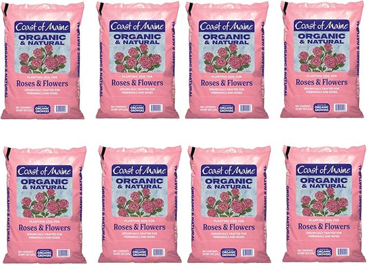 Coast of Maine Organic & Natural Planting Soil for Roses & Flowers - Premium Garden Soil w/ Composted Manure, Sphagnum Peat Moss for Multi Use In Ground & Containers - Enhanced Drainage (20 Qt)