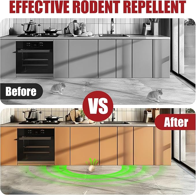 Mouse Rodent Repellent, Peppermint Oil Mice Repellent for Squirrel Rats | Natural Deterrent for Kitchen, Warehouse, Car, Indoor, Outdoor Safe for Pets & Family