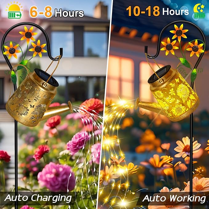 ostritec Solar Solar Lanterns Garden Decor Sunflower Lights, Large Hanging Lantern with Shepherd Hook, Waterproof Outdoor Decor for Landscape Pathway Yard, Gifts for Mom Women Mothers Day