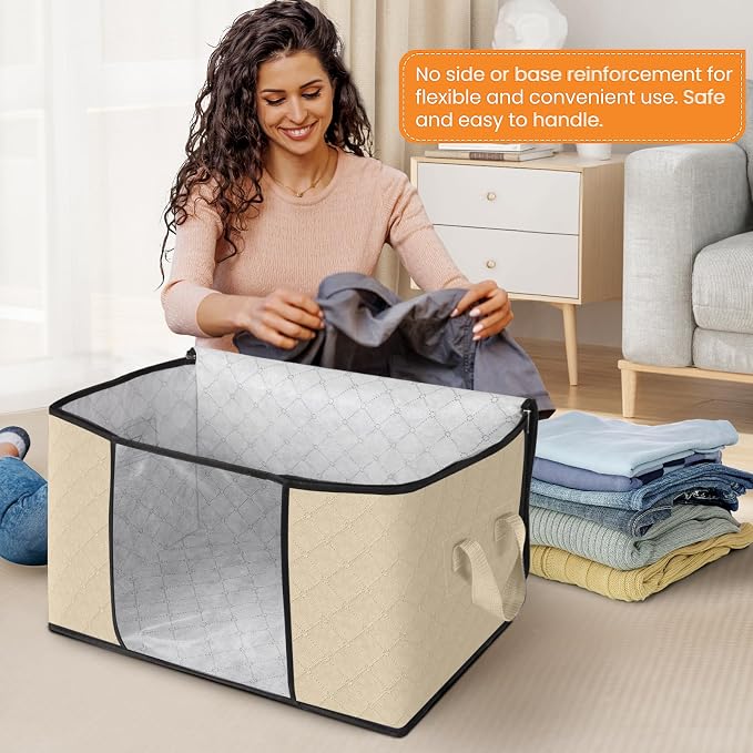 Fab totes 8 Pack Storage Bags for Clothes Blanket Storage Bins with Lids
