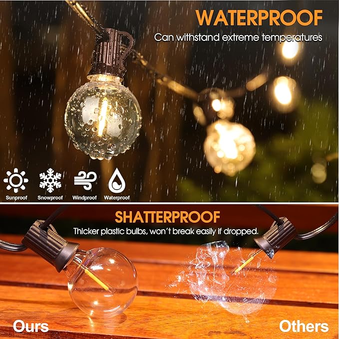 Mlambert G40 LED Replacement Light Bulbs for String Lights, Dimmable E12 Base Shatterproof Bulbs, 1W Equal to 5W, Warm White 2700K, 75Pack, Not Solar